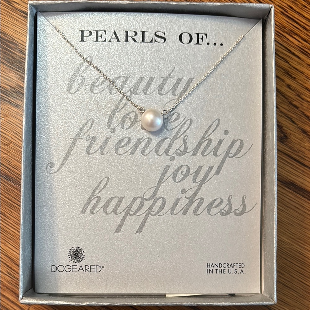Dogeared Silver Necklace with White Pearl
